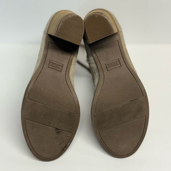 Toms Majorka Booties Woman's 7 Peep Toe Desert Taupe Neutral Stacked Heel - Picture 10 of 14